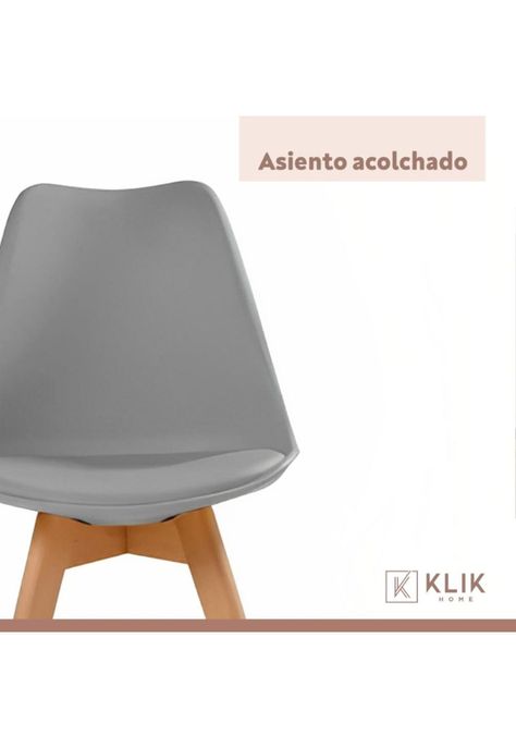 Silla Tulip Acolchada - Gris-5