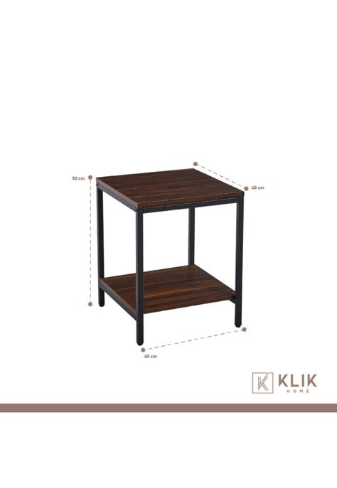Pack de 2 Veladores Mesa Auxiliar Lateral de 2 Niveles - Madera Oscura Walnut-3