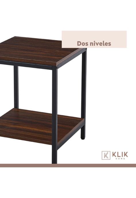 Pack de 2 Veladores Mesa Auxiliar Lateral de 2 Niveles - Madera Oscura Walnut-6