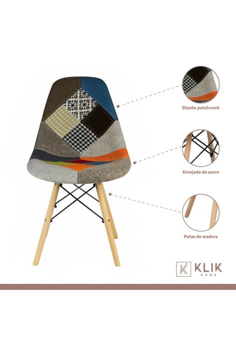 Comedor Mesa Cuadrada Blanca + 4 Sillas Patchwork Tradiciona-3