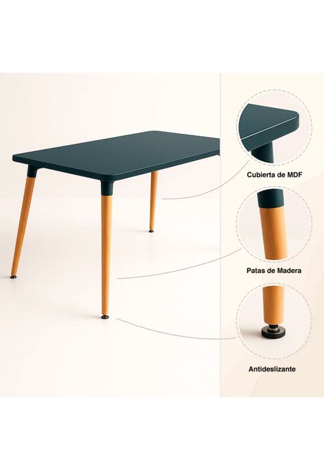 Mesa de Comedor 120x80 Rectangular - Negra-4