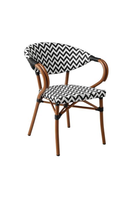 Silla Bistro Parisina Rattan con reposabrazos - Blanca con negro-0
