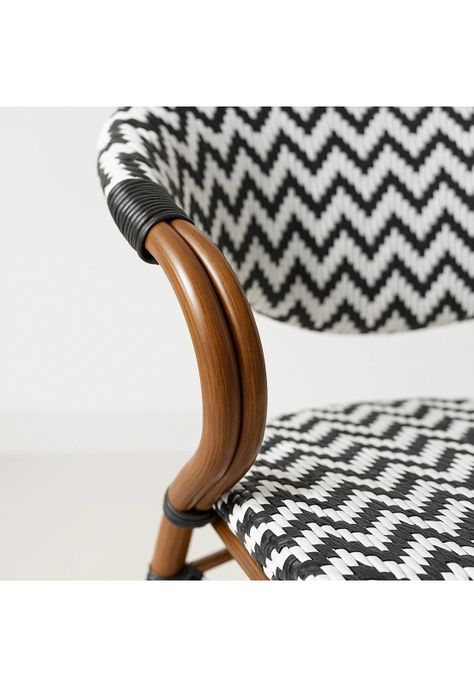 Silla Bistro Parisina Rattan con reposabrazos - Blanca con negro-5