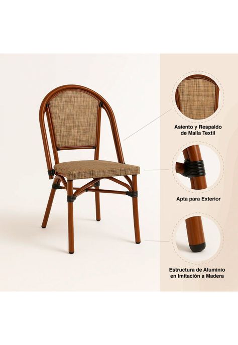 Silla Bistro Parisina Textileno - Beige-4