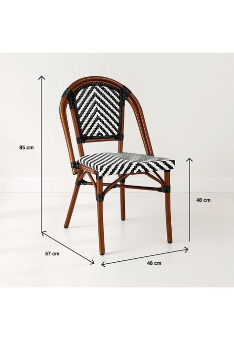 Silla Bistro Parisina Rattan - Blanca con negro-3