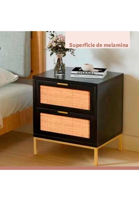 Velador Rattan Dark Dos Cajones-4