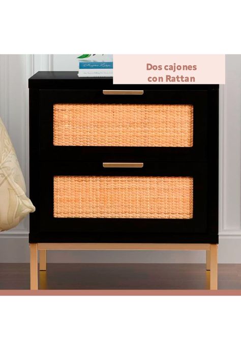 Velador Rattan Dark Dos Cajones-5