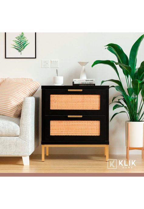Velador Rattan Dark Dos Cajones-7