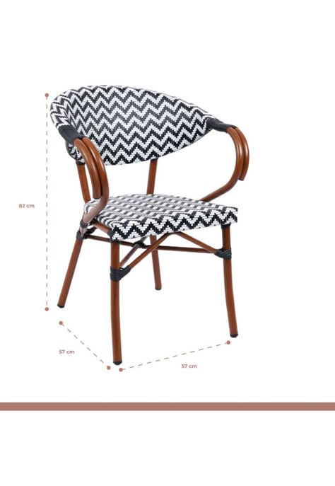 Pack de 4 Sillas Bistro Parisina Textileno enrejado con reposabrazos - Blanca con negro-3