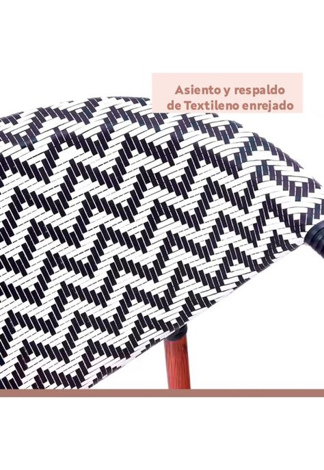 Pack de 4 Sillas Bistro Parisina Textileno enrejado con reposabrazos - Blanca con negro-5