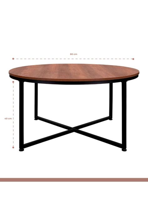 Mesa de centro 80cm redonda - Madera Oscura Walnut-3