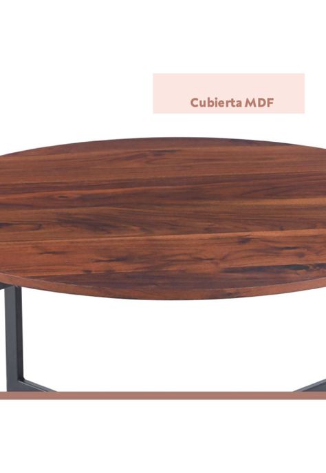Mesa de centro 80cm redonda - Madera Oscura Walnut-4