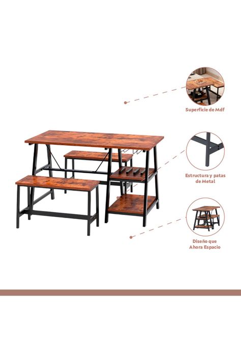 Comedor industrial con repisas y banquetas-2