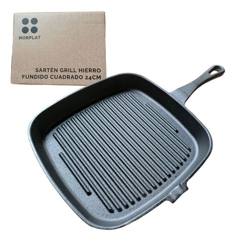Sartén Bifera Churrasquera Grill Hierro Fundido 24cm Norplat-0