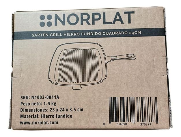 Sartén Bifera Churrasquera Grill Hierro Fundido 24cm Norplat-9