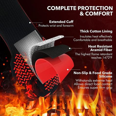 Set 2 Guantes Asado Alta Temperatura Parrillero Cocina Norplat-2