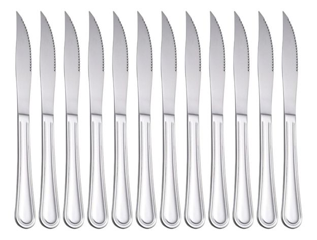 Pack 12 Cuchillos De Asado Acero Inoxidable 22cm - Norplat-0