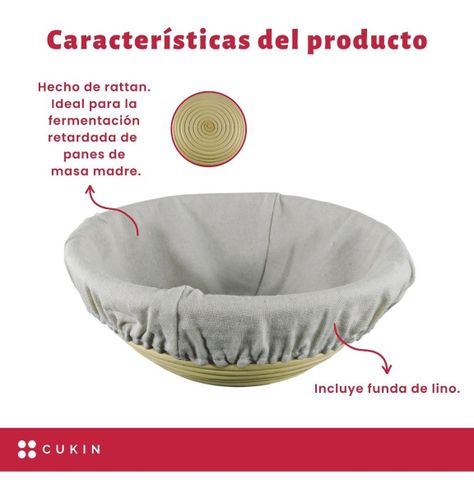 Banneton Redondo De Ø25 X 8 Cm - Cesta De Rattan - Norplat-1