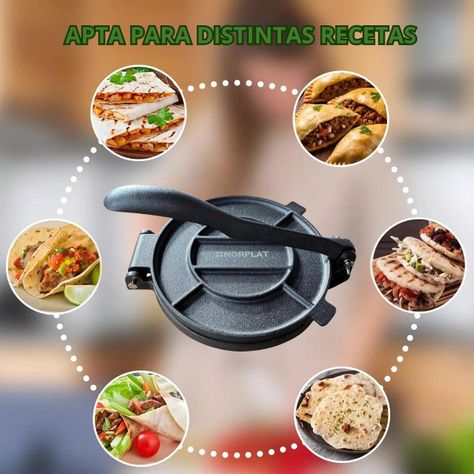 Prensa Tortilla Norplat Hierro Fundido Tortillera Flatbread-2