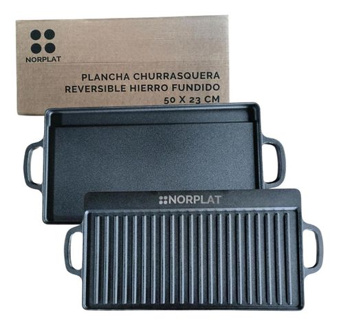 Plancha Bifera Norplat Reversible Hierro Fundido 50x23cm Xl-0