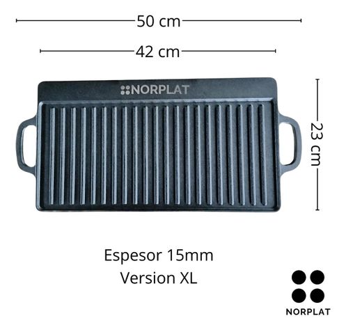 Plancha Bifera Norplat Reversible Hierro Fundido 50x23cm Xl-1
