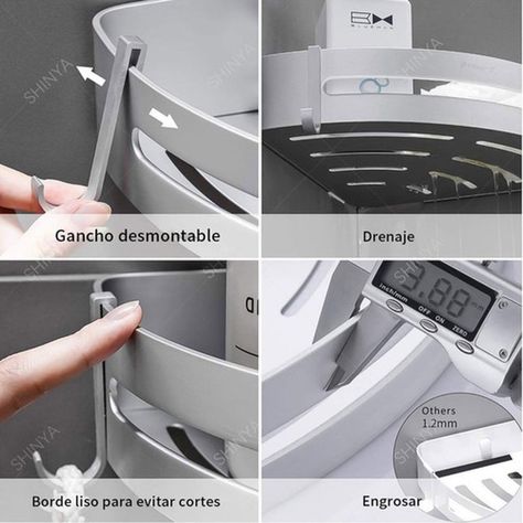 Repisas Esquineras Organizador Baño 2 Pisos Aluminio Norplat-5