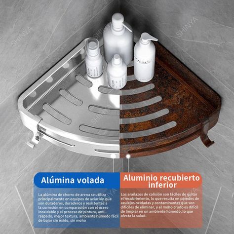 Repisas Esquineras Organizador Baño 2 Pisos Aluminio Norplat-7