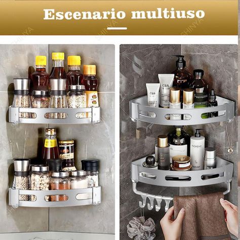 Repisas Esquineras Organizador Baño 2 Pisos Aluminio Norplat-9