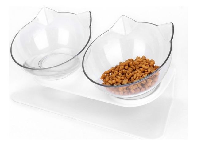Plato Doble Para Mascotas Con Forma De Gato 15° - Norplat-0