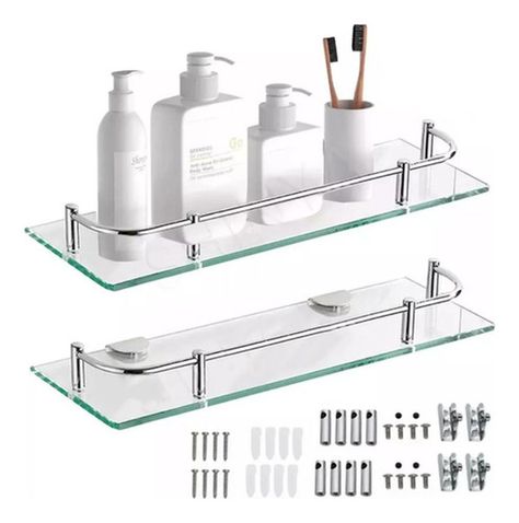Organizador Ducha Repisa Baño Set 2 Vidrio Templado Norplat-0