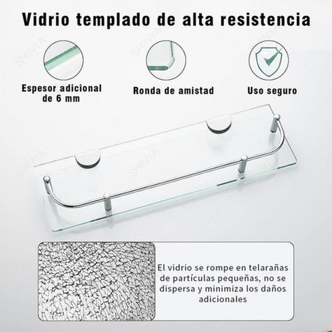Organizador Ducha Repisa Baño Set 2 Vidrio Templado Norplat-3
