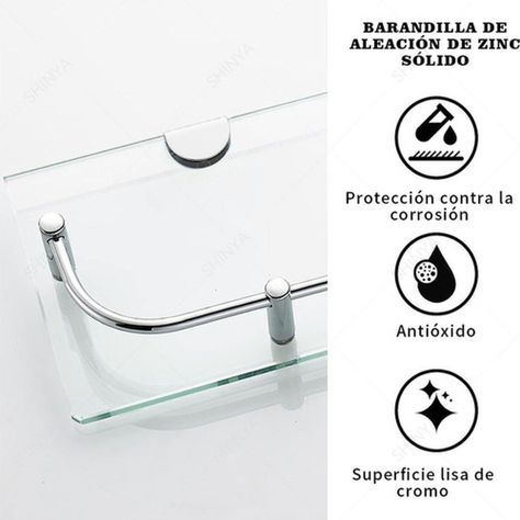 Organizador Ducha Repisa Baño Set 2 Vidrio Templado Norplat-6
