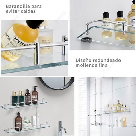 Organizador Ducha Repisa Baño Set 2 Vidrio Templado Norplat-8