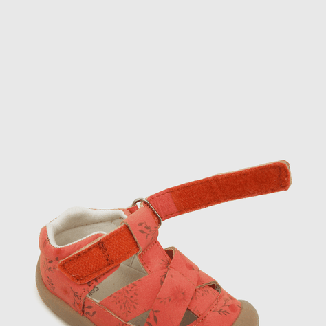 Sandalia Colloky floral con velcro rojo Bebes (17 a 20) 233-4