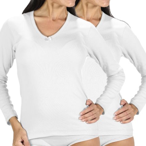 PACK 2 CAMISETAS MUJER MANGA  LARGA 100% ALGODÓN-0