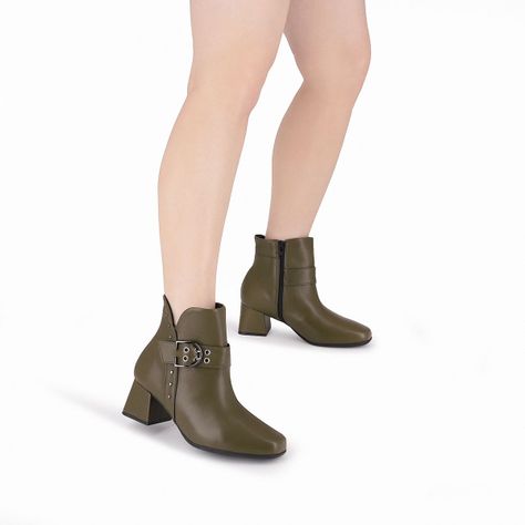 Bota Mujer Verde Militar Estela Piccadilly-1