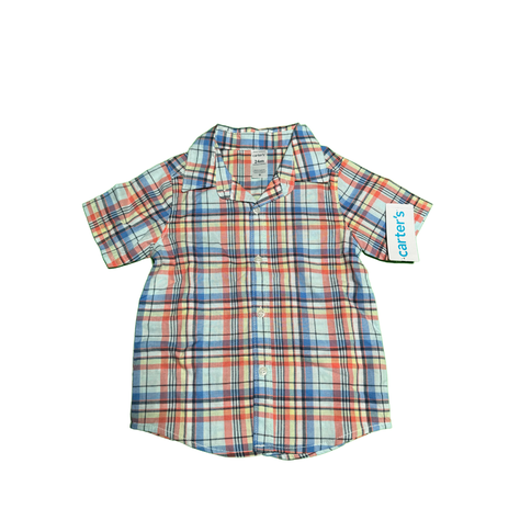 Conjunto Bebé Carters 2 Piezas Azul Camisa Cuadros 24 Meses-1