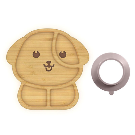 Plato para Niños de Bambú para Bebes Diseño Perrito-0