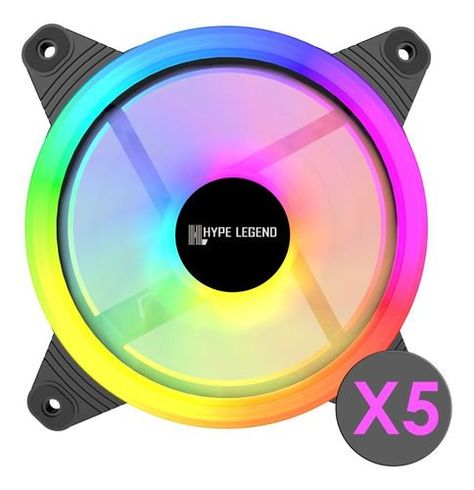 Pack 5x Ventiladores Rgb 120mm + Controlador Pf2 Hype Legend-0