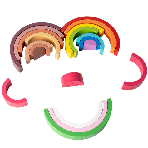 Bloques de Madera Construccion Arcoiris para Niños-1