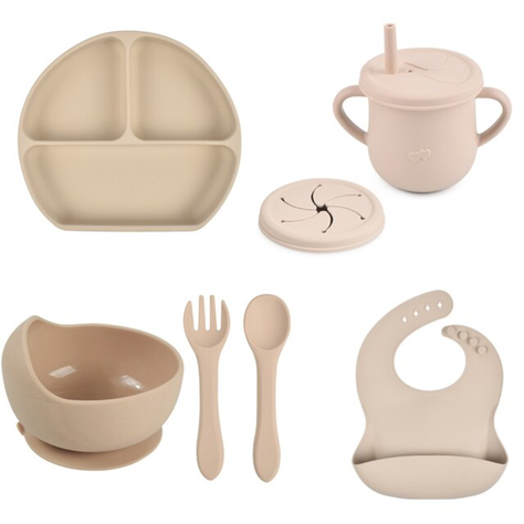 Platos de Alimentación para Bebés de Silicona Café-0