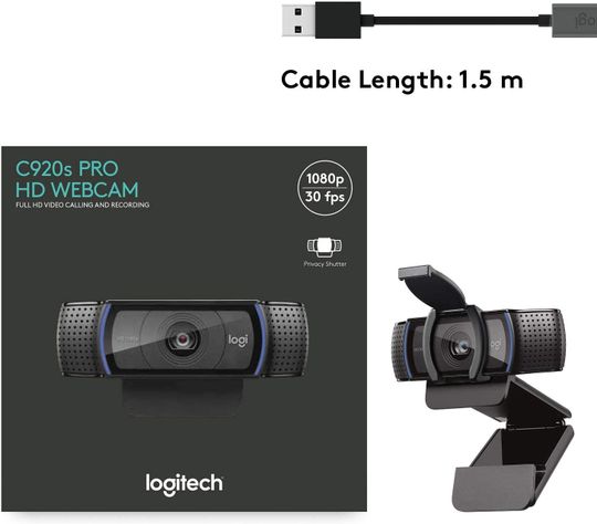 Camara Web Logitech C920s Full HD Con microfono USB-7