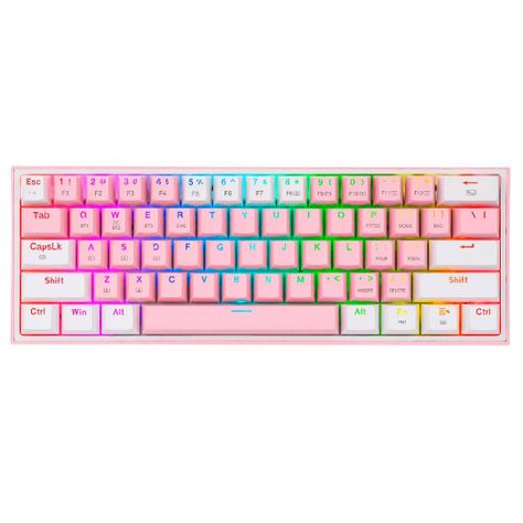 Teclado Gamer Redragon K616 Fizz Rgb Pro Rosa y Blanco-0