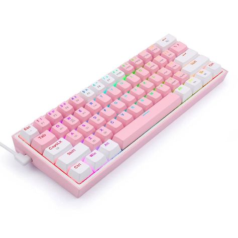 Teclado Gamer Redragon K616 Fizz Rgb Pro Rosa y Blanco-1