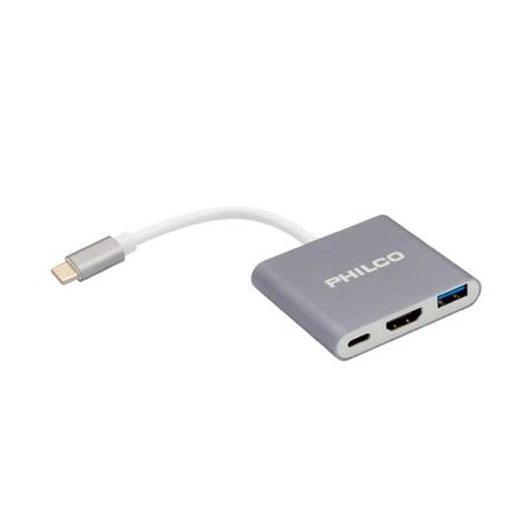 3 EN 1 HUB TIPO C A HDMI + USB 3.0 PHILCO-1