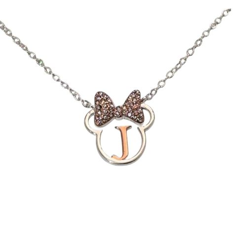 Cadena Disney Minnie Plateada con Inicial J-0