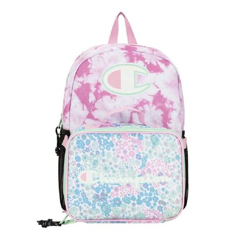 Mochila/Bolso Champion Floral Azul y Rosa-0