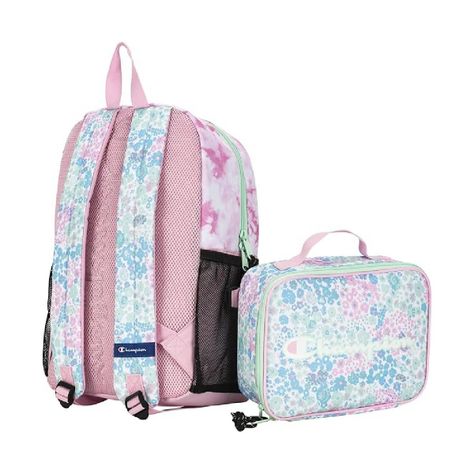 Mochila/Bolso Champion Floral Azul y Rosa-3