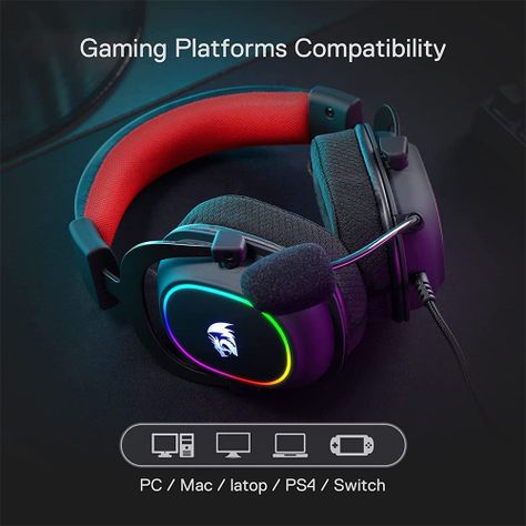 Audífonos gamer Redragon Zeus X negro con luz rgb-3