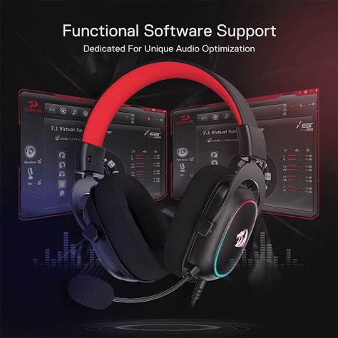 Audífonos gamer Redragon Zeus X negro con luz rgb-4